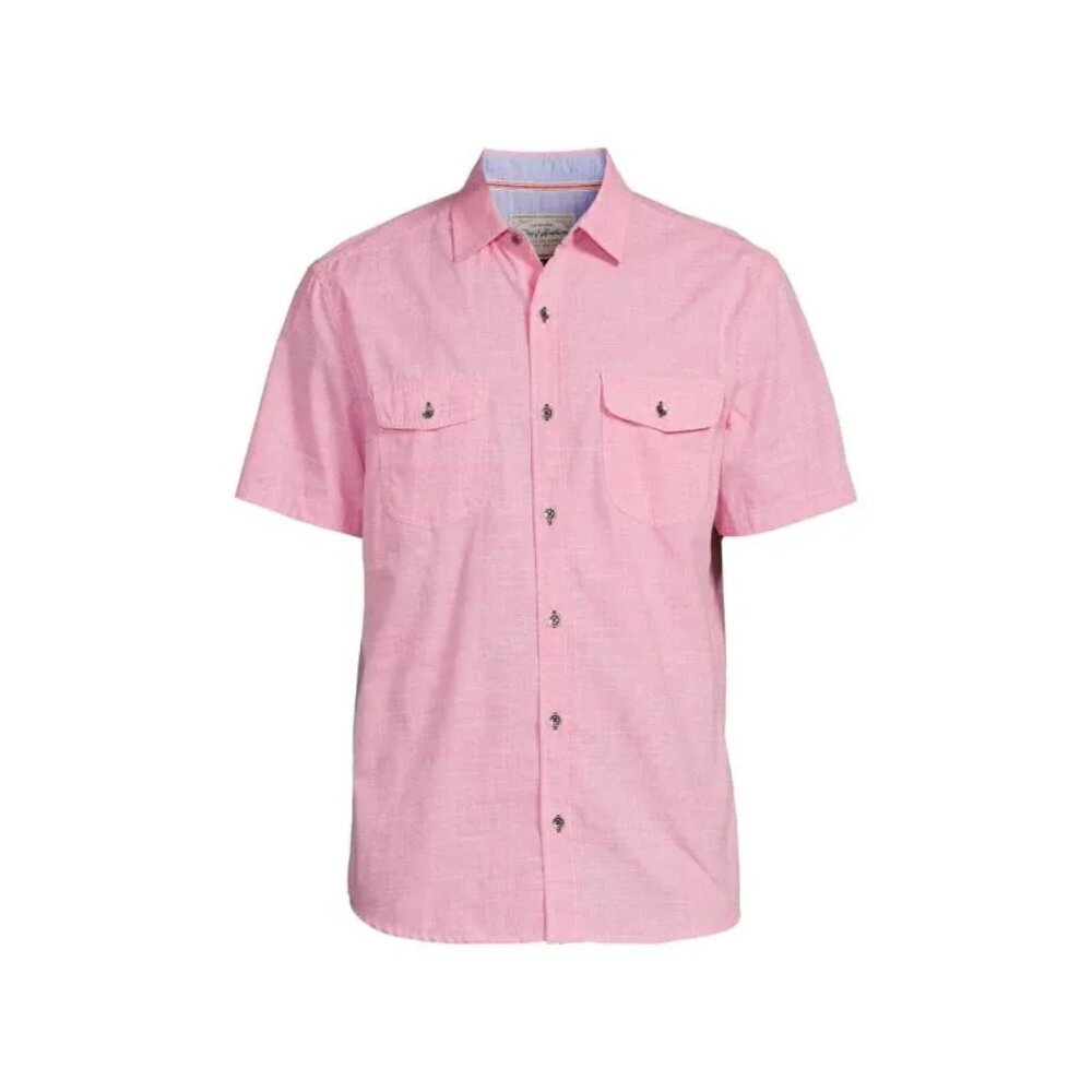 Flag Anthem Cullman Mens Small NEW Short Sleeve Tailored Button Down Shirt Pink